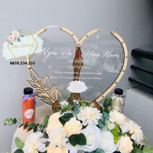 Tranh Rót Cát Khung Trái Tim Viền Lá - Phụ Kiện Decor Trang Trí Tiệc Cưới, Đồ Dùng Đám Cưới, Đám Hỏi, Sinh Nhật