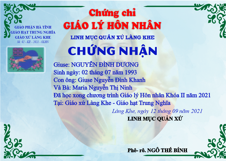 1.2 Học giáo lý hôn nhân và lấy chứng chỉ