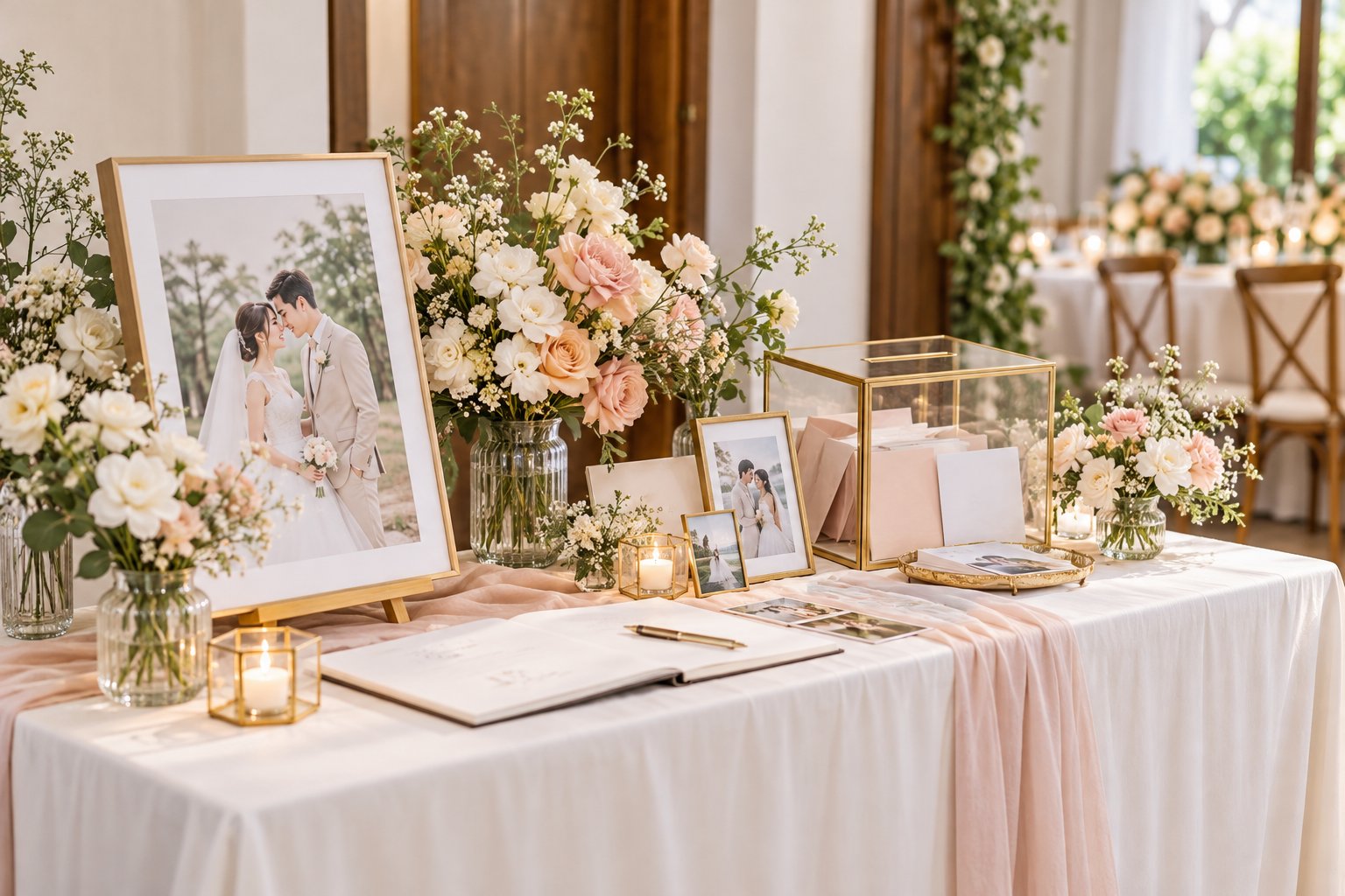 Bố trí bàn gallery đám cưới nhỏ gọn tại nhà