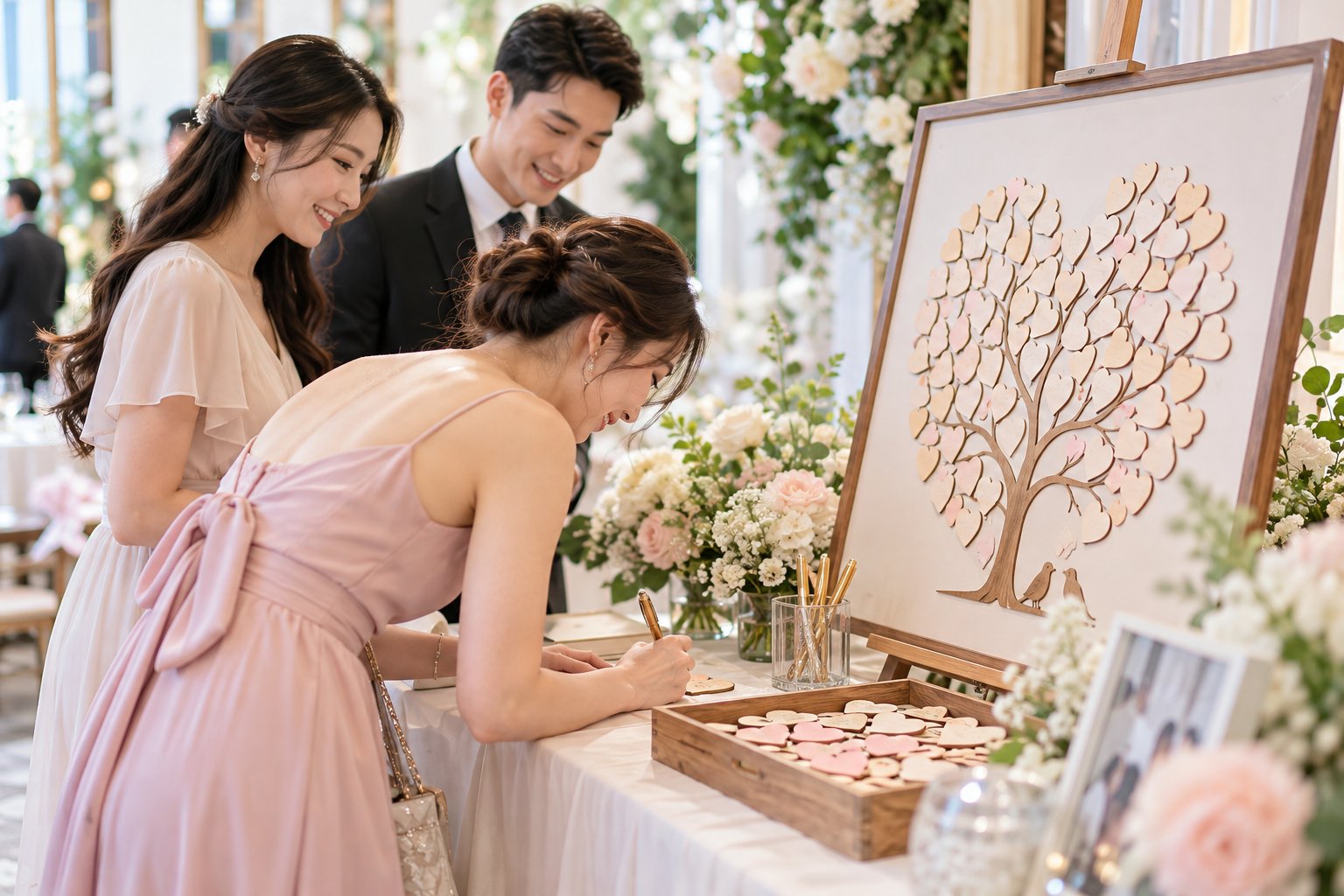 Cách hướng dẫn khách ký tranh thả tim ngày cưới