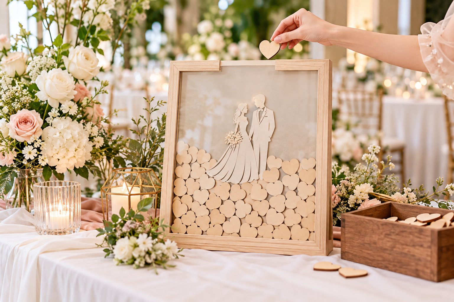 Tranh thả tim đám cưới: Lời chúc thành kỷ niệm