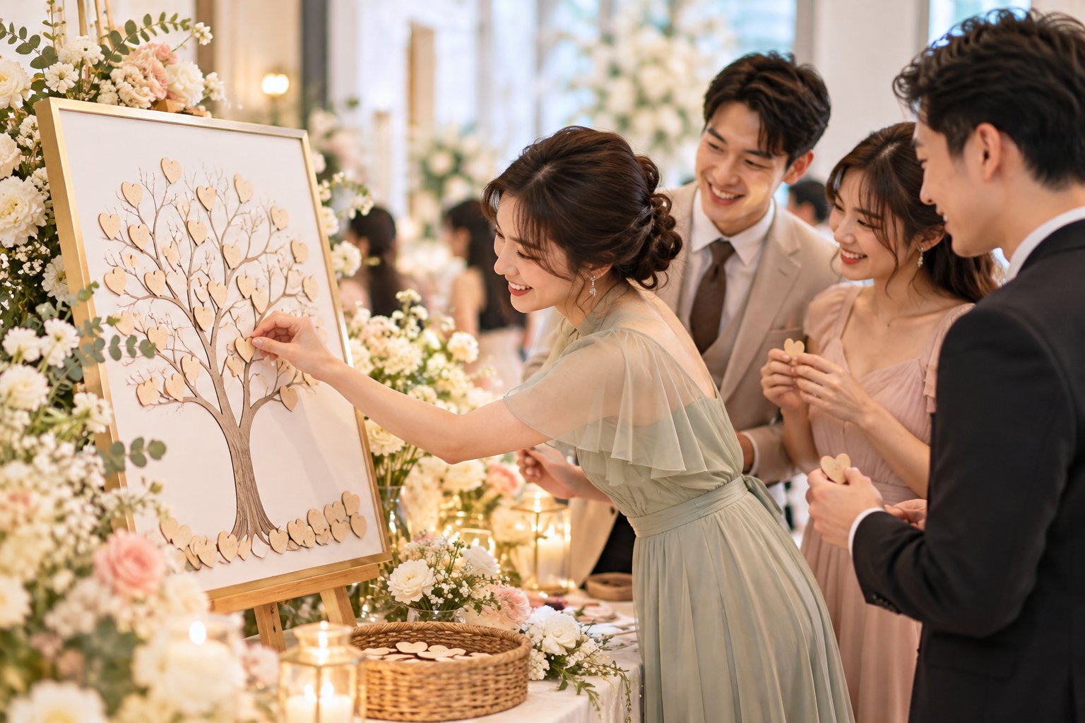 Ảnh minh hoạ: Tranh thả tim đám cưới: Lời chúc thành kỷ niệm