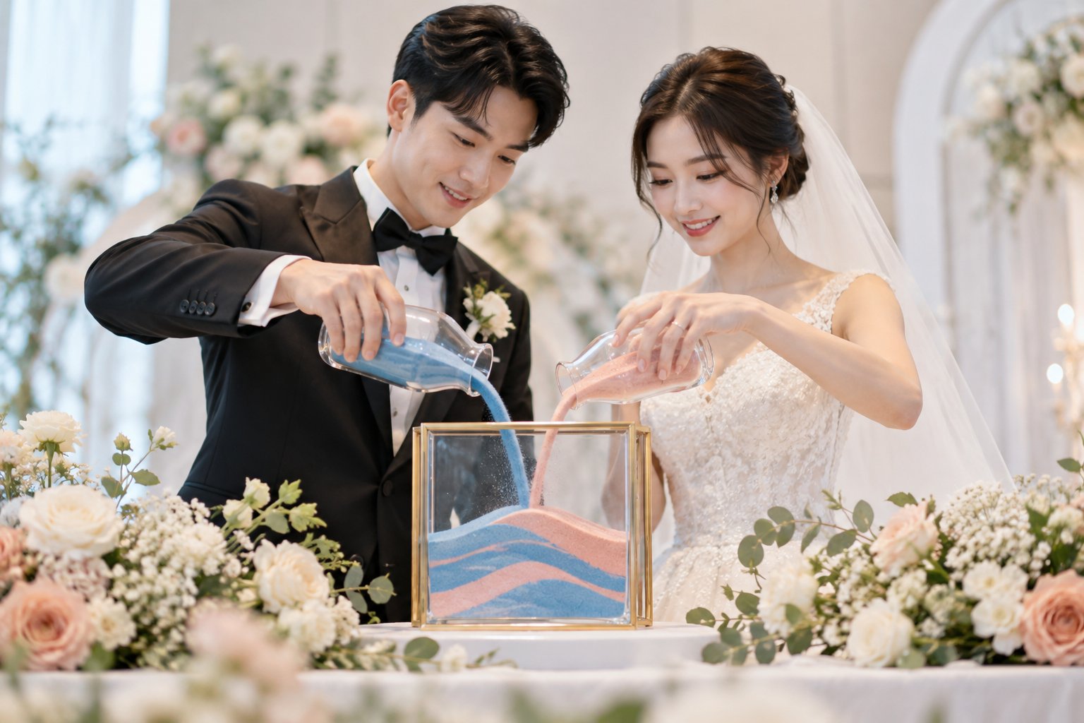 Ảnh minh hoạ: Chọn màu cát cho tranh rót cát hợp mệnh đôi uyên ương