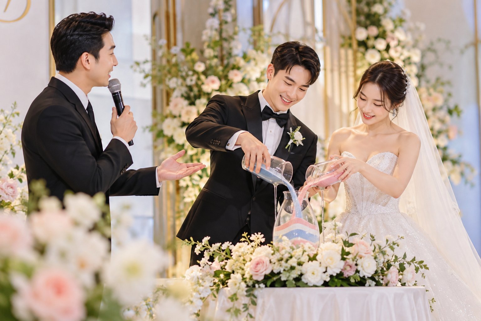 Ảnh minh hoạ: 9 mẫu lời dẫn nghi thức rót cát cho MC đám cưới